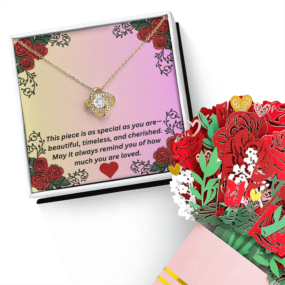 Love Knot Necklace & Sweetest Devotion Flower Bouquet