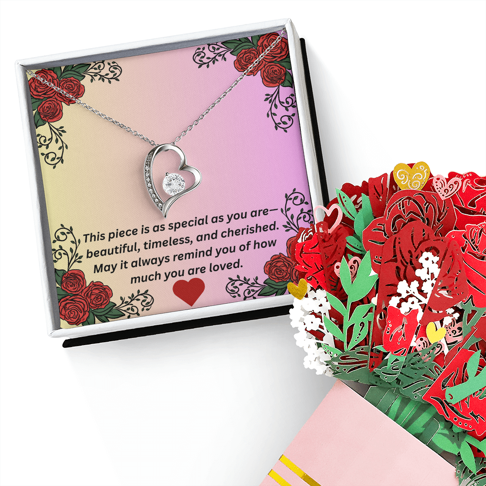 Forever Love Necklace & Sweetest Devotion  Flower Bouquet