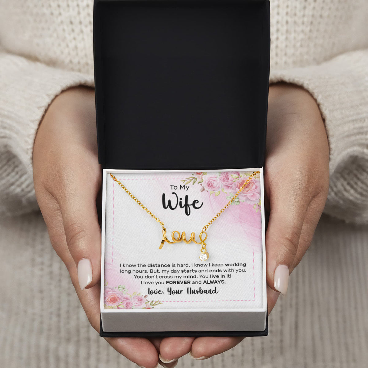 Scripted Love Necklace Gift for Wife
