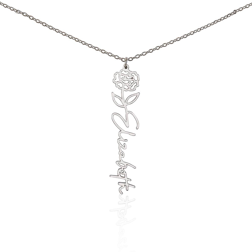 Custom Flower Name Necklace