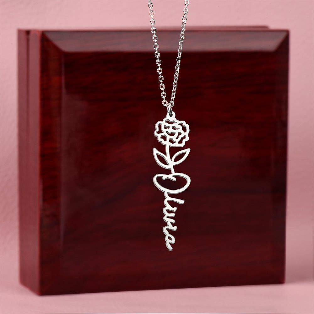 Custom Flower Name Necklace