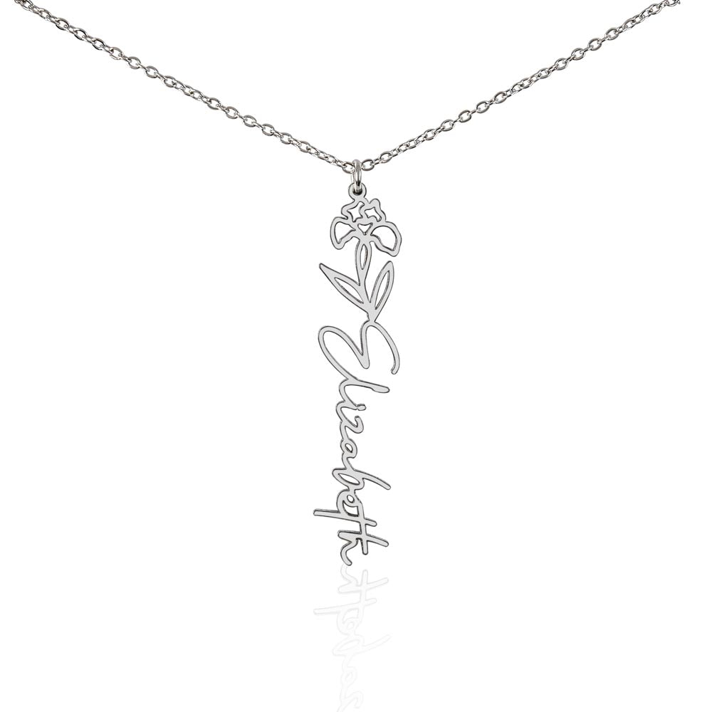 Custom Flower Name Necklace