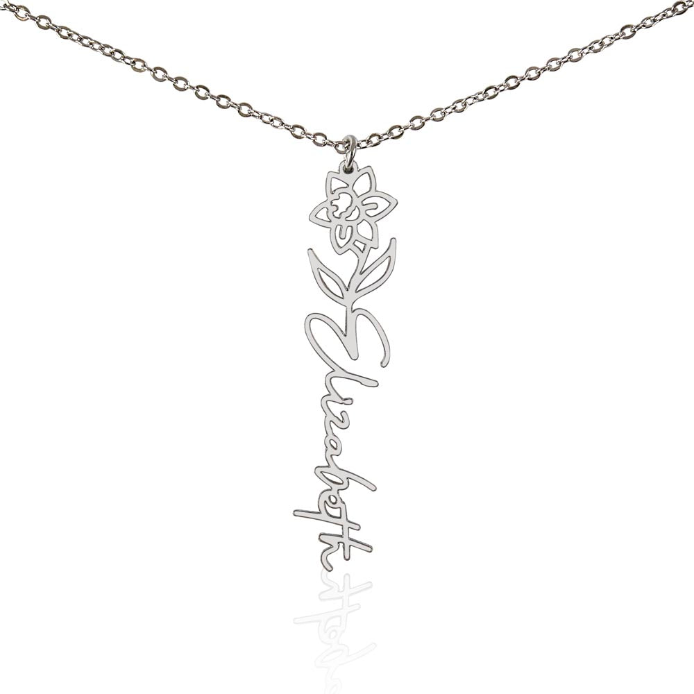 Custom Flower Name Necklace