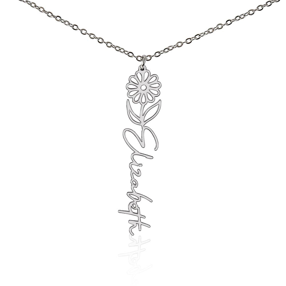 Custom Flower Name Necklace