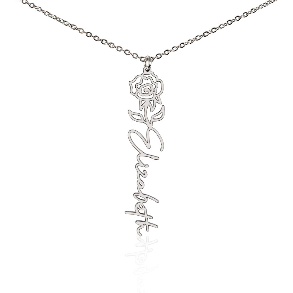 Custom Flower Name Necklace