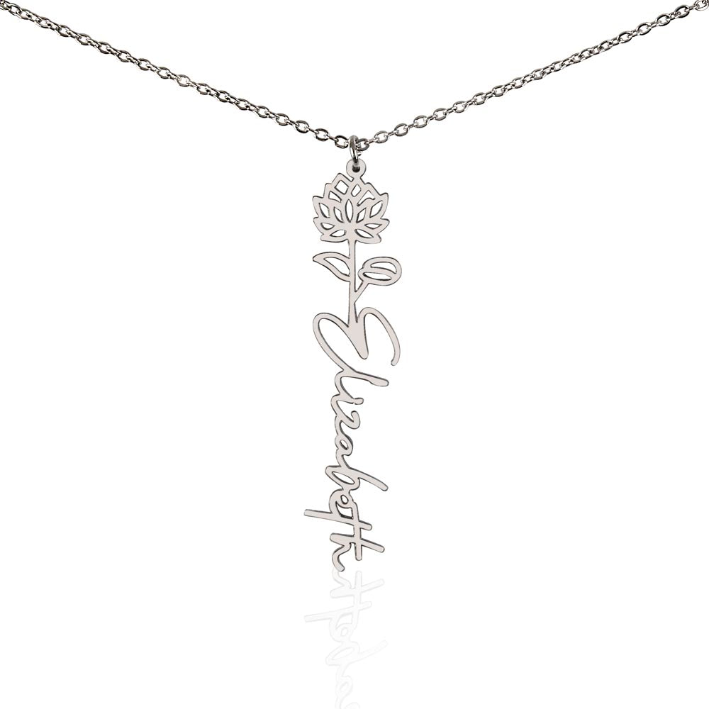 Custom Flower Name Necklace