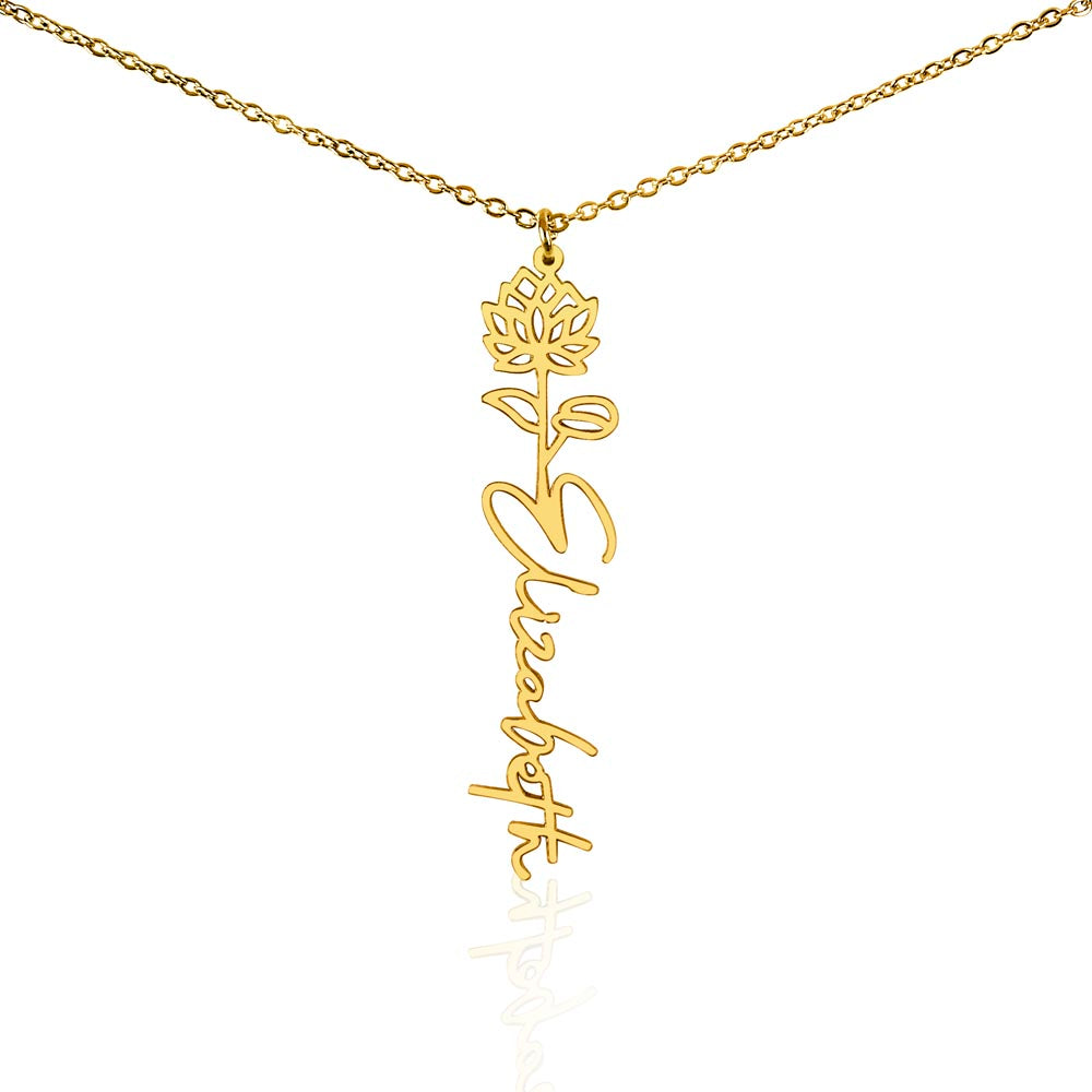 Custom Flower Name Necklace