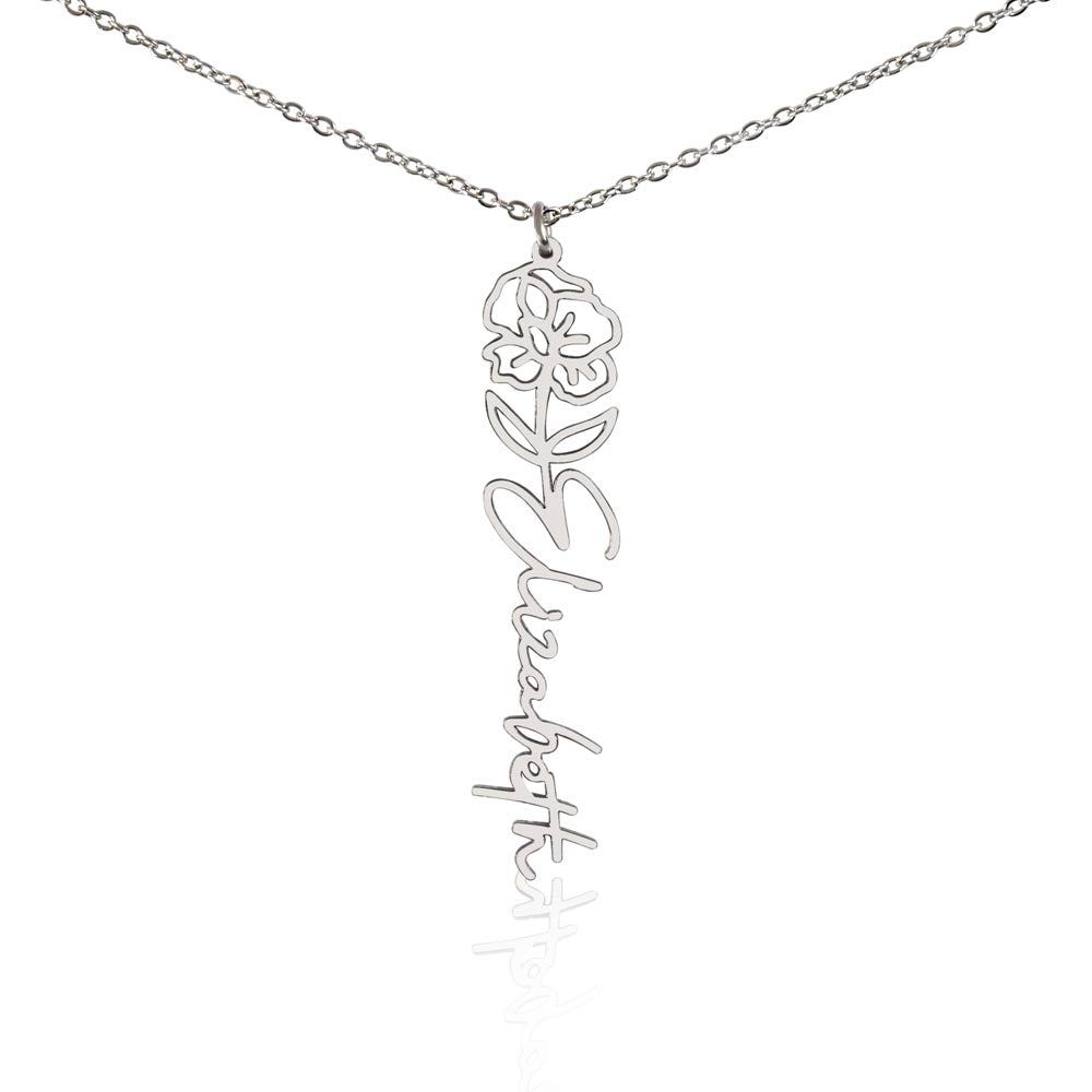 Custom Flower Name Necklace