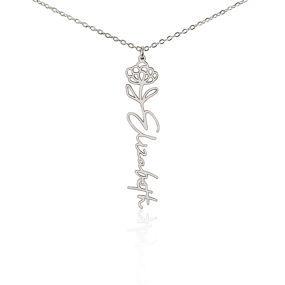 Custom Flower Name Necklace