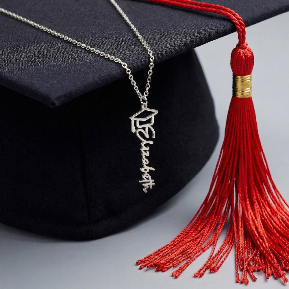 Custom Graduation Cap Name Necklace
