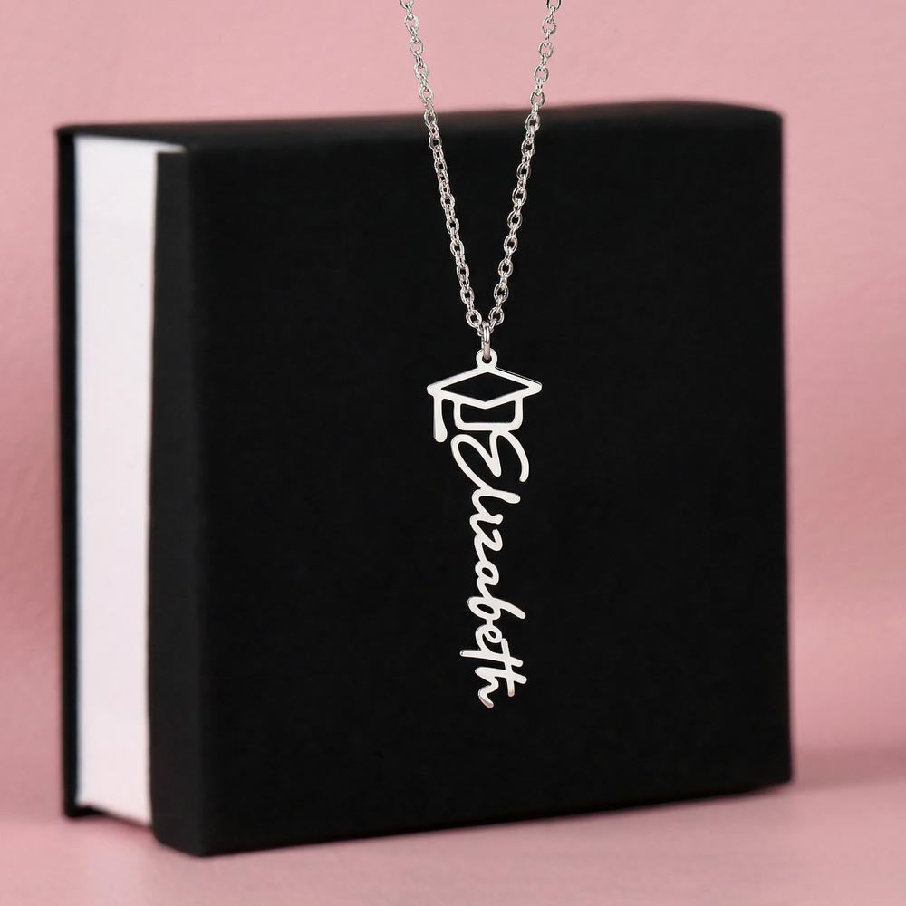 Custom Graduation Cap Name Necklace