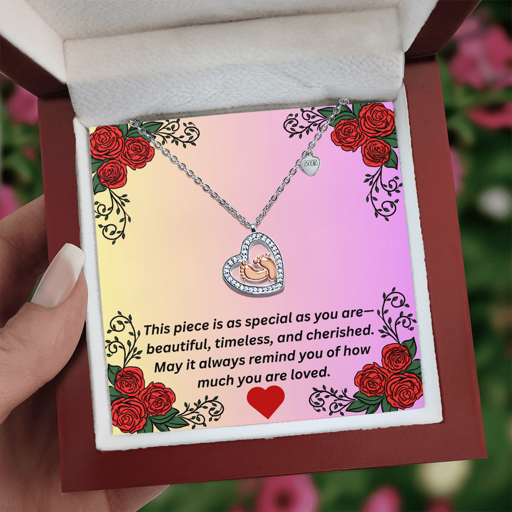 Baby Feet Heart Necklace – Gift for Her
