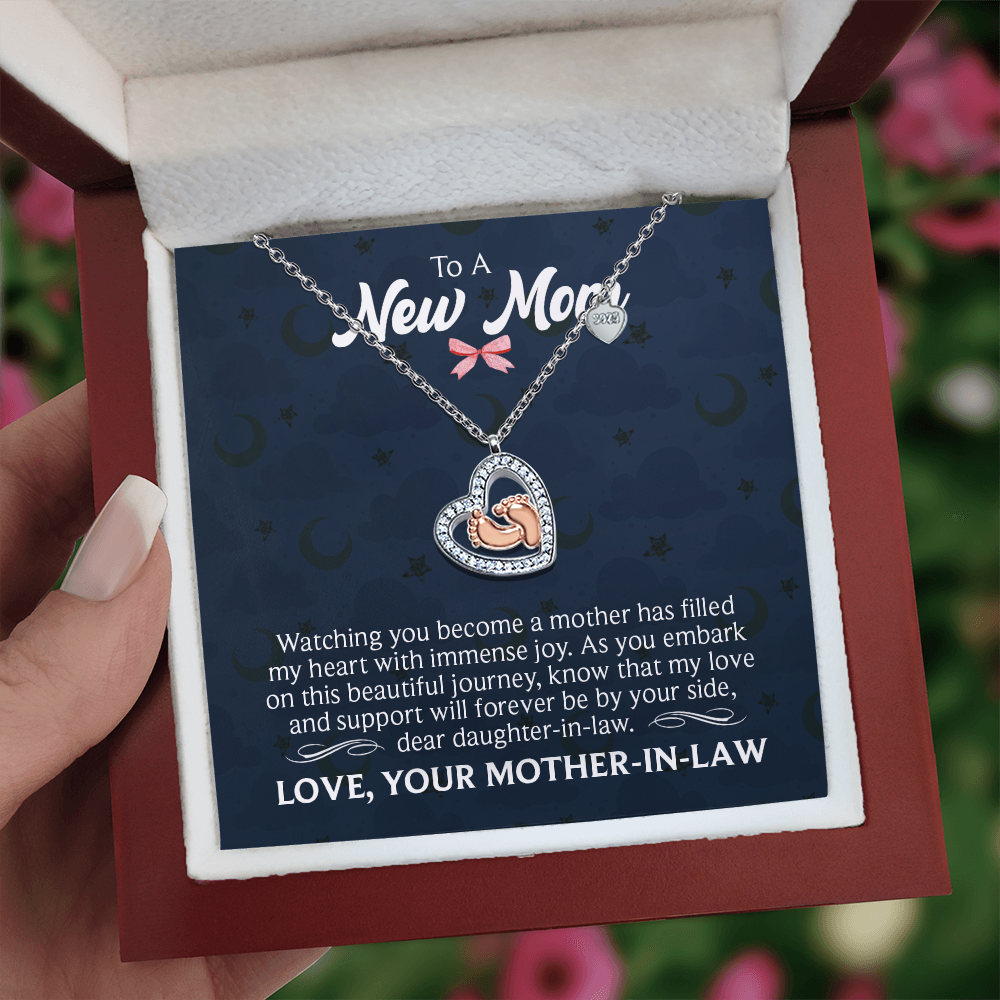 Baby Feet Heart Necklace from Mother In Law
