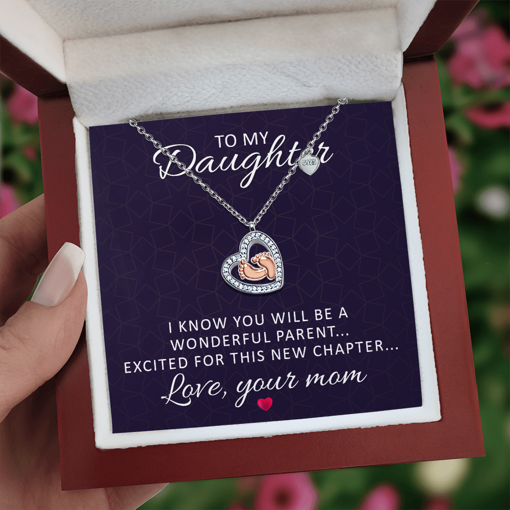 Baby Feet Heart Necklace from Mom to Daughter