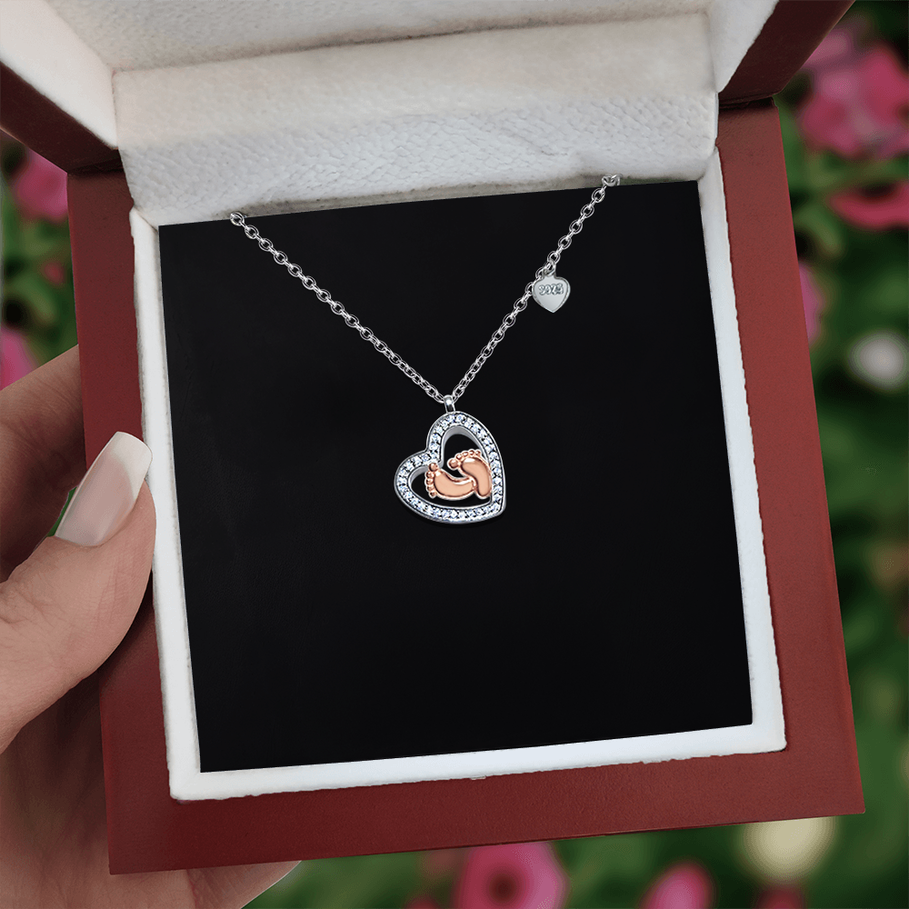 Baby Feet Heart Necklace