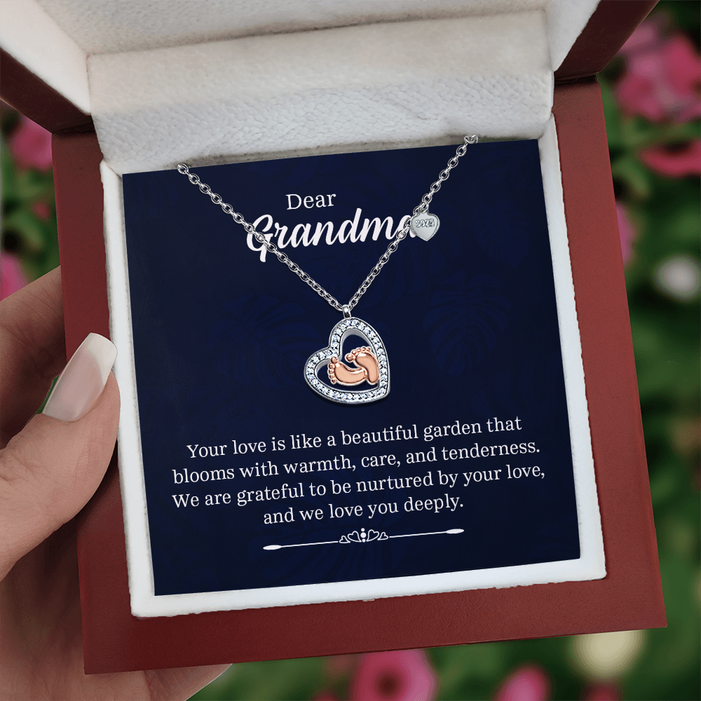 Baby Feet Heart Necklace for Grandma
