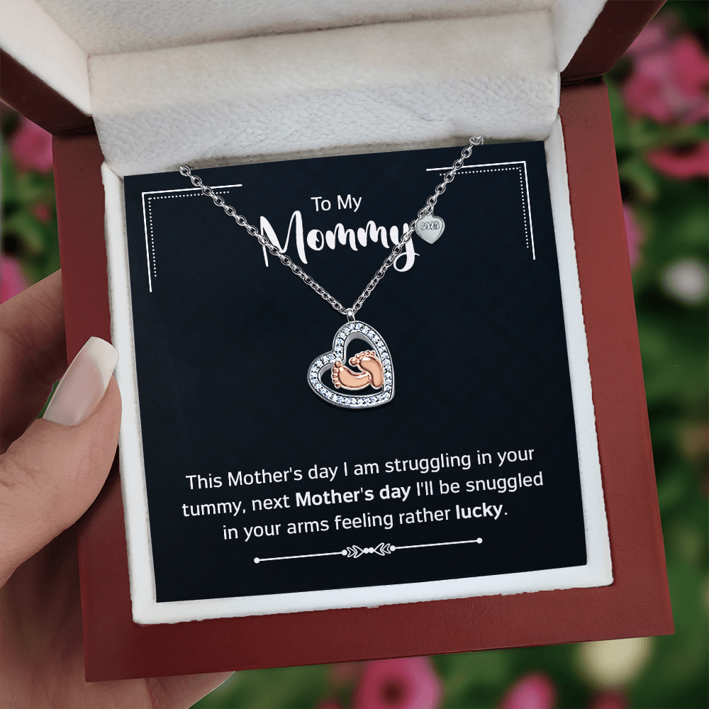 Baby Feet Heart Necklace for Moms