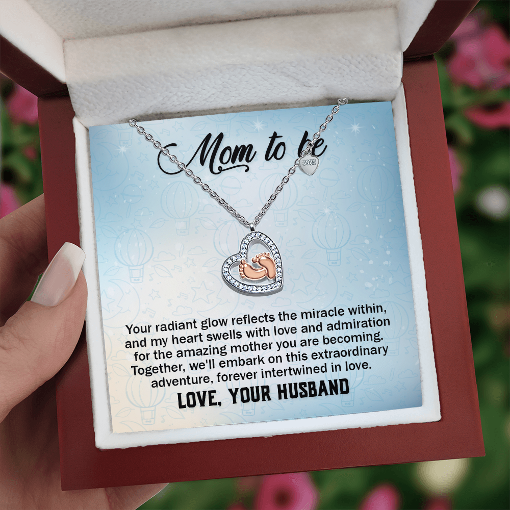 Baby Feet Heart Necklace from Husband to Wife