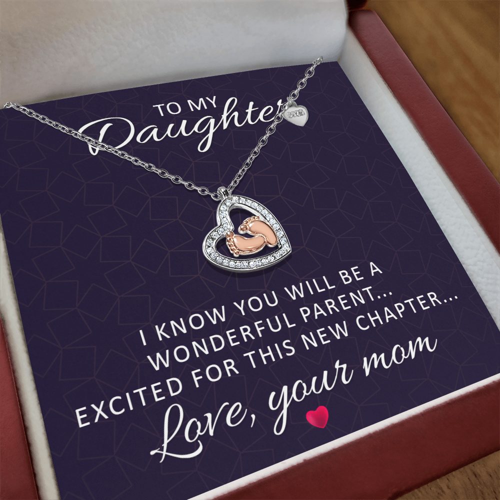 Baby Feet Heart Necklace from Mom to Daughter