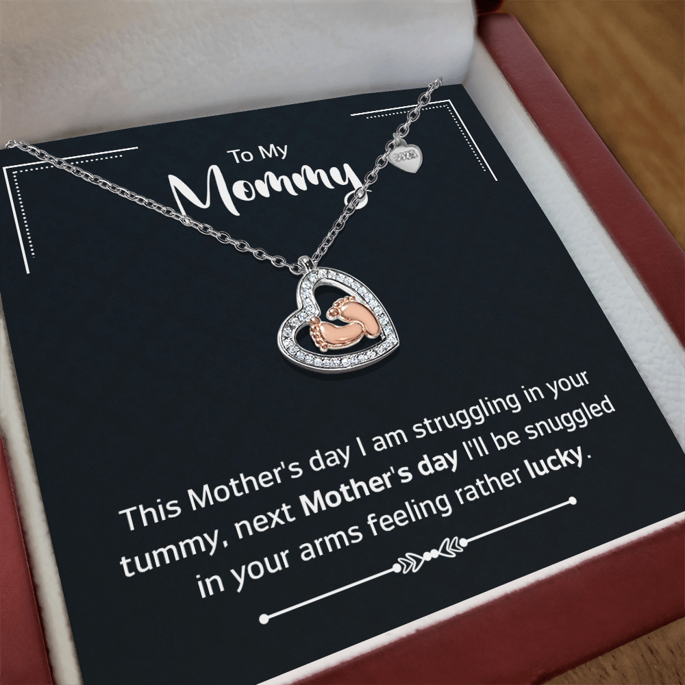 Baby Feet Heart Necklace for Moms