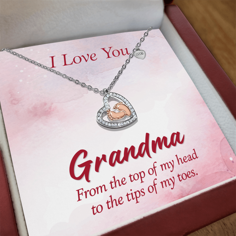 Baby Feet Heart Necklace for Grandma