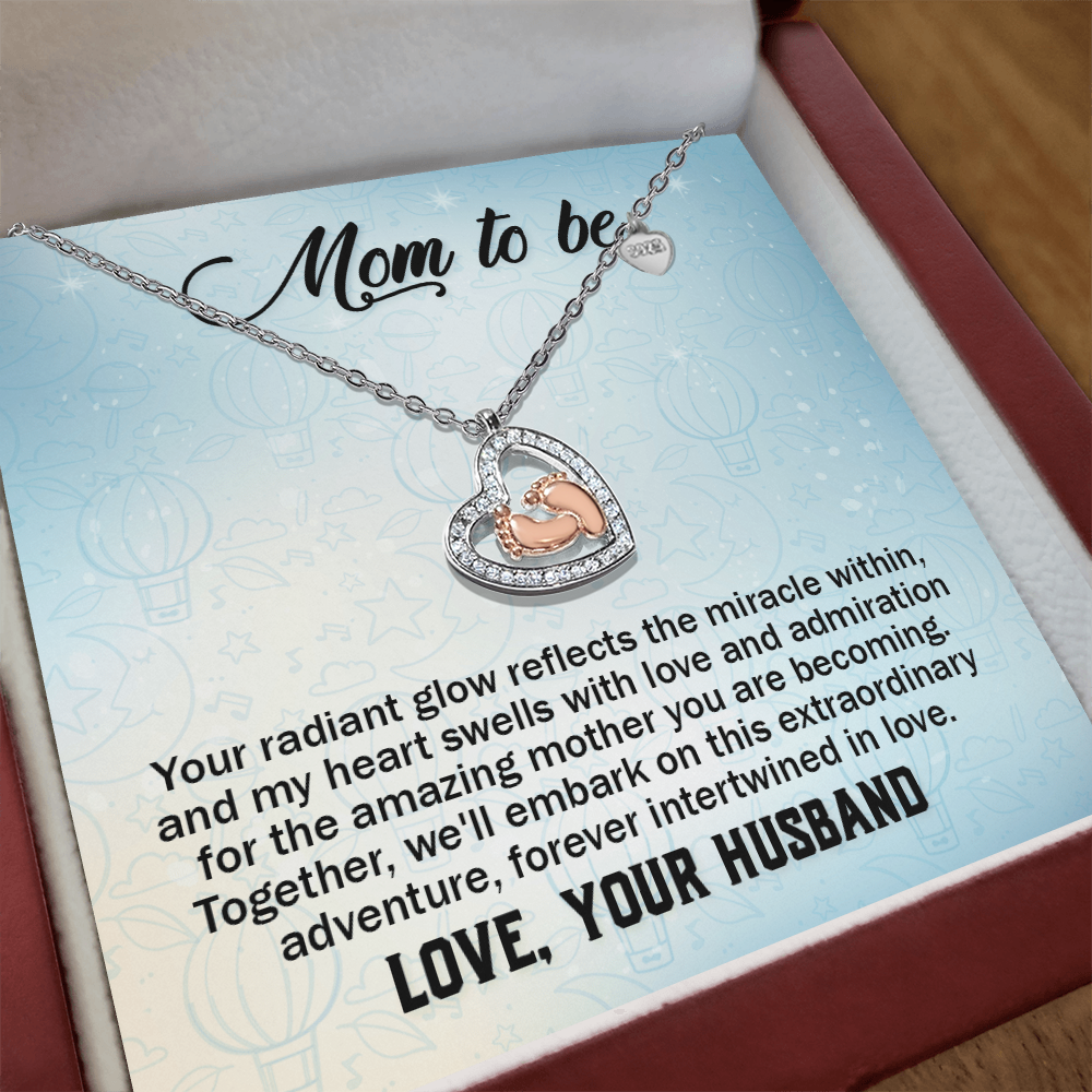 Baby Feet Heart Necklace from Husband to Wife