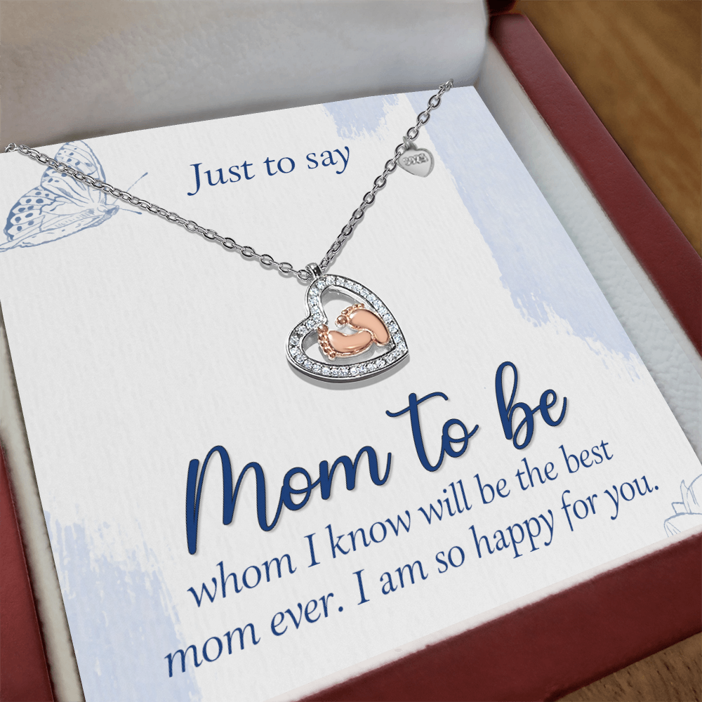 Baby Feet Heart Necklace for Mom to Be