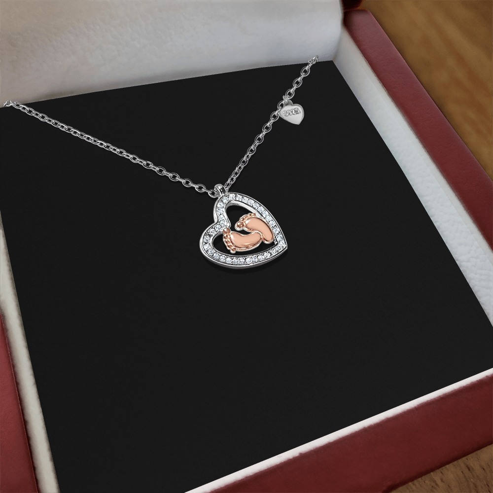 Baby Feet Heart Necklace