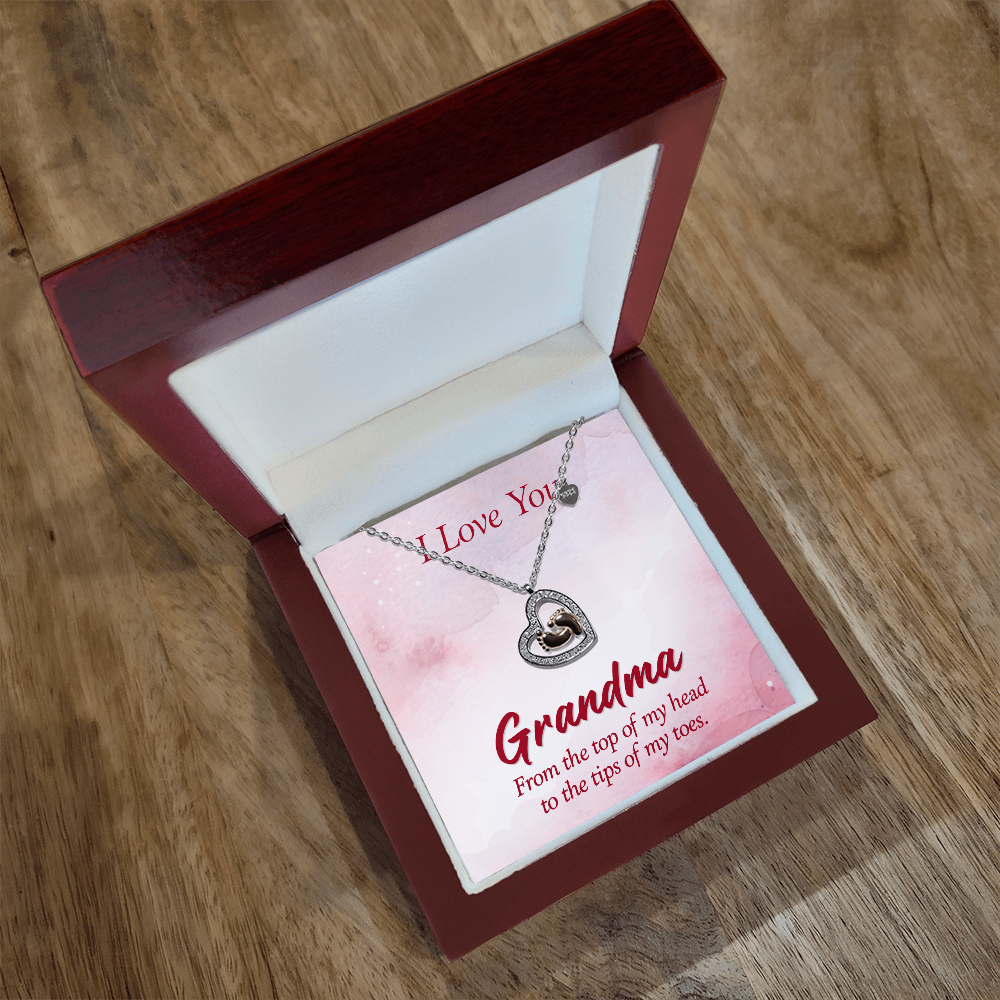 Baby Feet Heart Necklace for Grandma