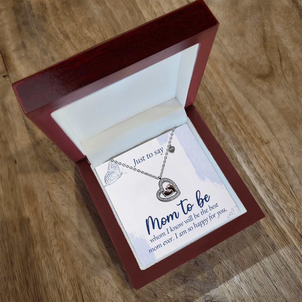 Baby Feet Heart Necklace for Mom to Be