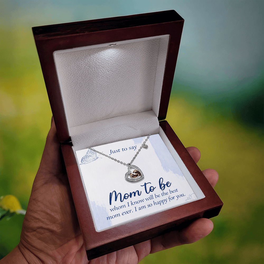 Baby Feet Heart Necklace for Mom to Be