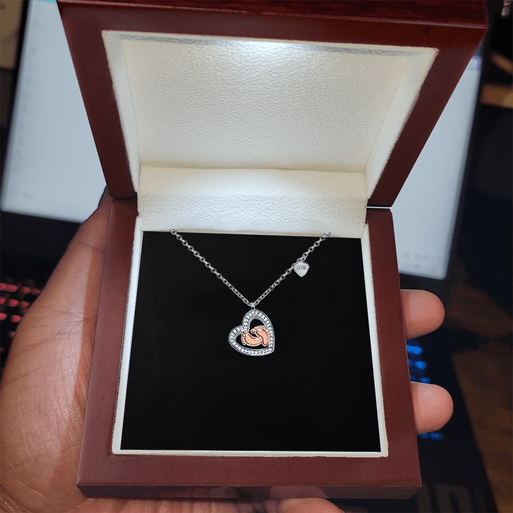 Baby Feet Heart Necklace