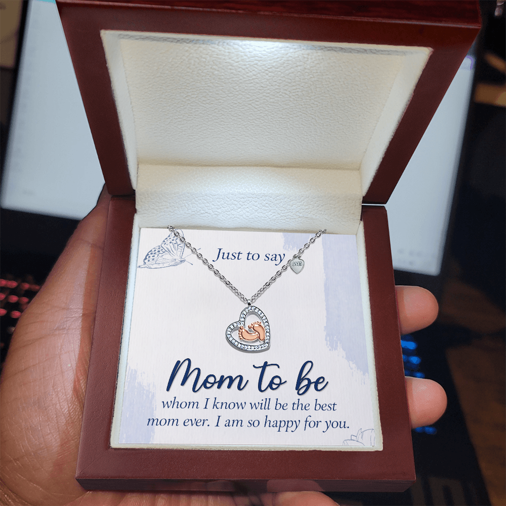 Baby Feet Heart Necklace for Mom to Be