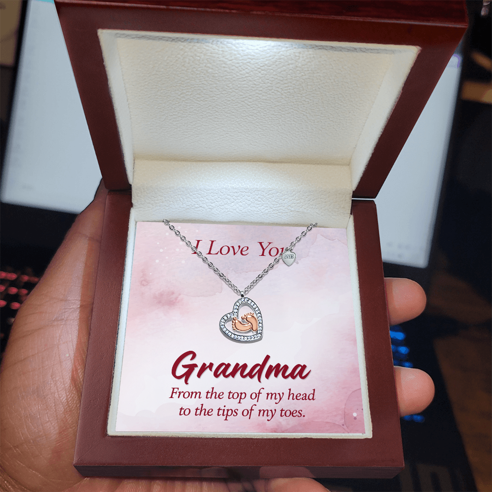 Baby Feet Heart Necklace for Grandma