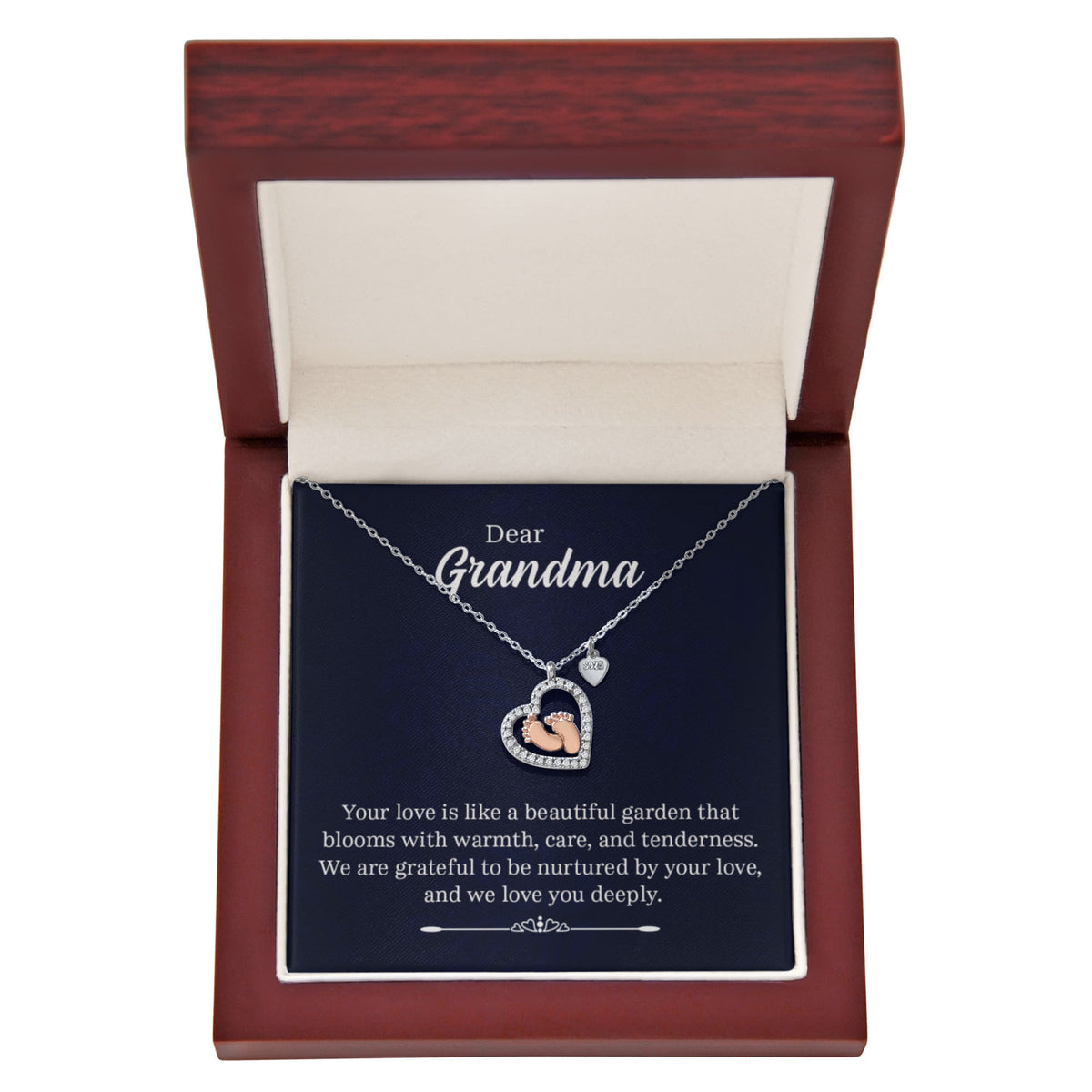 Baby Feet Heart Necklace for Grandma