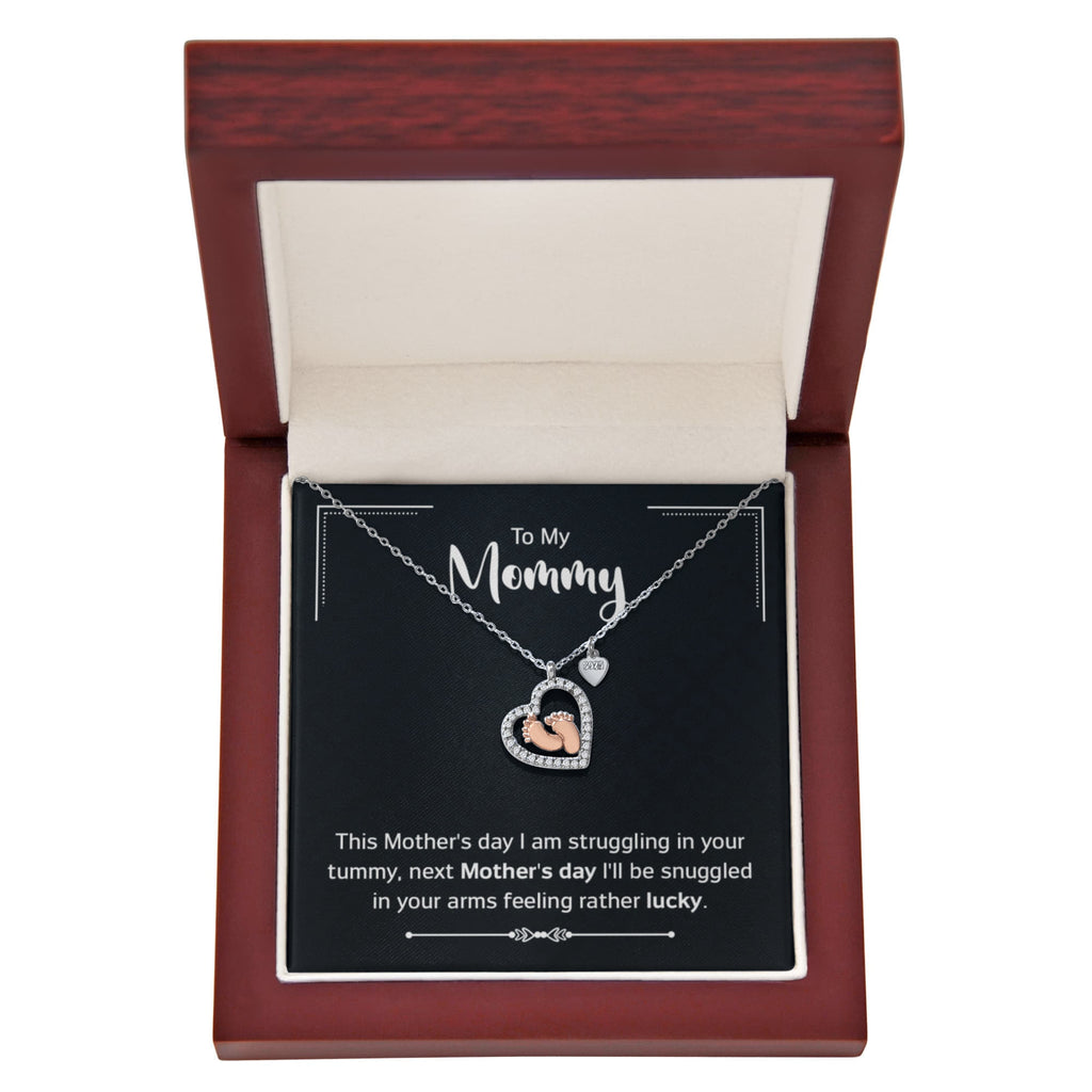 Baby Feet Heart Necklace for Moms