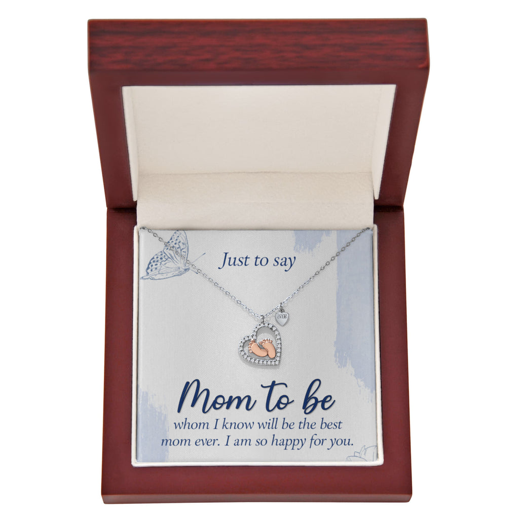 Baby Feet Heart Necklace for Mom to Be