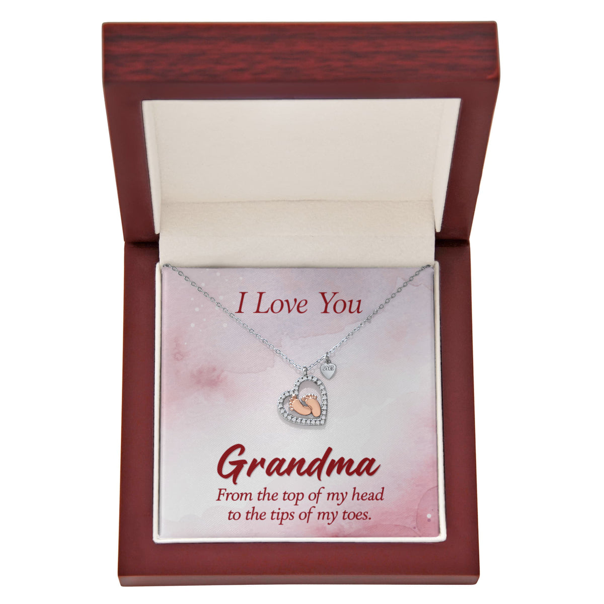 Baby Feet Heart Necklace for Grandma