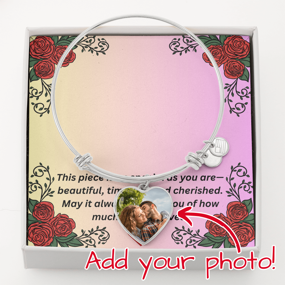 Personalized Heart Bangle Bracelet Gift Box