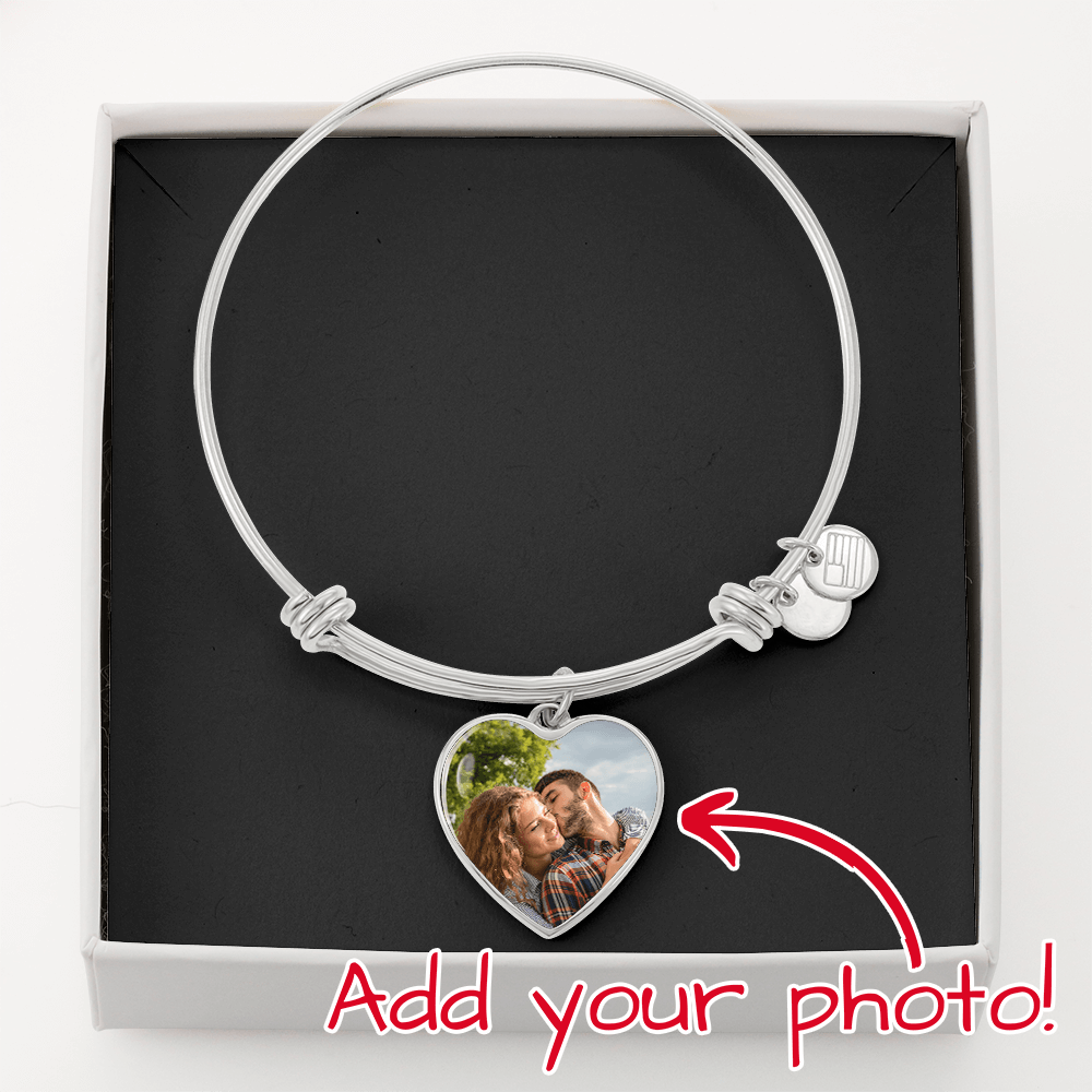 Personalized Heart Bangle Bracelet
