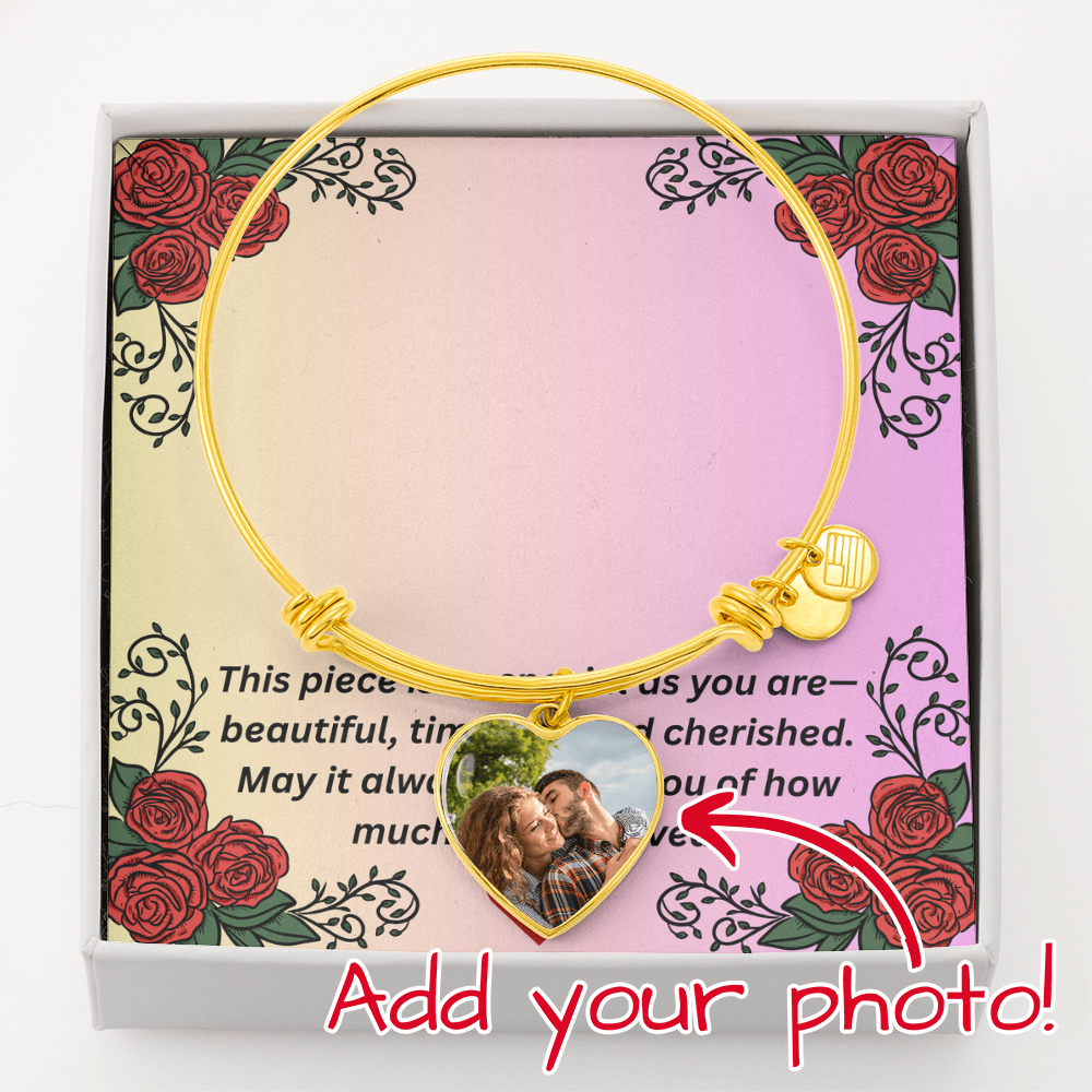 Personalized Heart Bangle Bracelet Gift Box