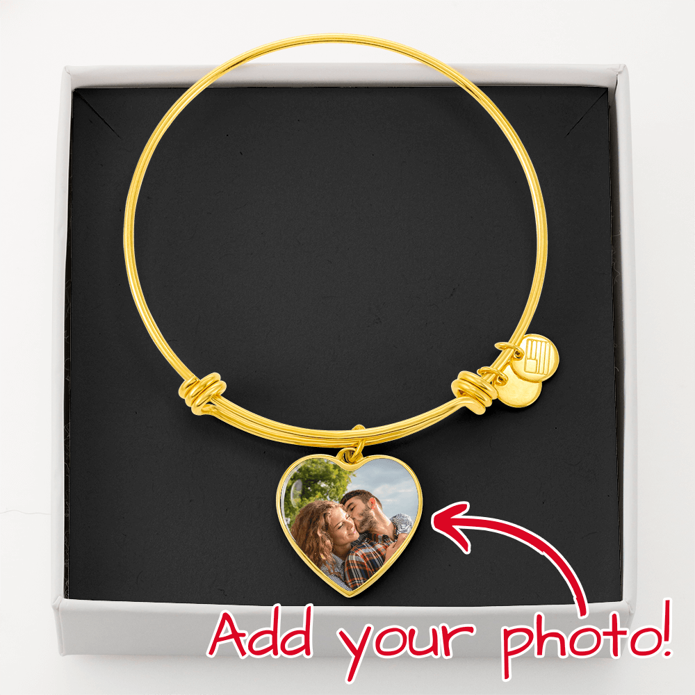 Personalized Heart Bangle Bracelet
